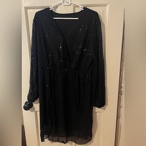 SHEIN Black Sequined Long Sleeve Party or Going Out Dress 2XL